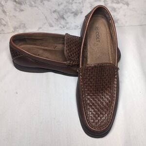 RJ Colt Men's Braided Brown Leather Slip On Shoes Loafers 9.5M